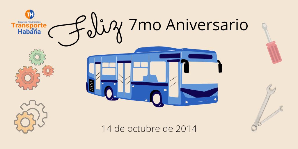 EmpresaProvinc9's tweet photo. Felicitamos este 14 de octubre al colectivo de trabajadores y directivos de #TranspoeteHabana y a todos los que han formado parte de su historia, fecha en que la empresa líder en la transportación pública de la capital celebra su 7mo aniversario.
#EPTH 🚛🚢🚌🚦
#VamosPorMas💪 https://t.co/PsZWc7kzEn