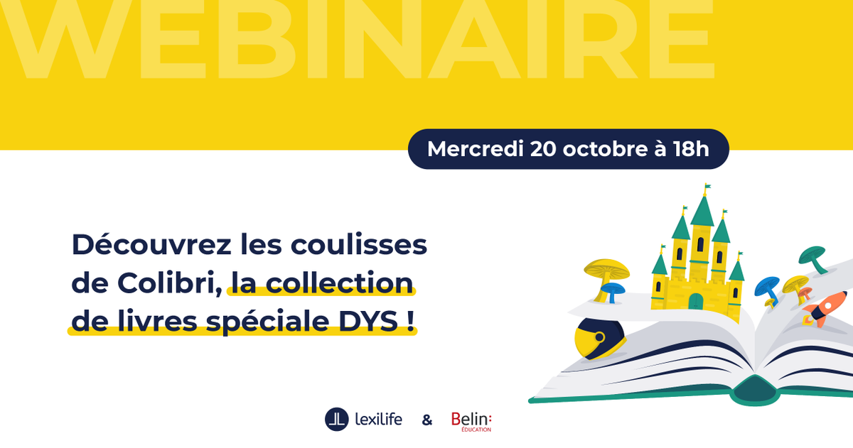 BelinEducation (@belineducation) on Twitter photo 🔜Webinaire : Découvrez les coulisses de #Colibri la collection de livres spécial #Dys
📆le 20/10 à 18h
👥 co-animé par <a href="/lexilife_fr/">Lexilife_FR</a>
👭avec Marie Mazas, directrice de la collection, et Séverine Vidal, autrice
Pour vous inscrire 👉fr.surveymonkey.com/r/Webinaire_Co… 🔜Webinaire : Découvrez les coulisses de #Colibri la collection de livres spécial #Dys
📆le 20/10 à 18h
👥 co-animé par <a href="/lexilife_fr/">Lexilife_FR</a>
👭avec Marie Mazas, directrice de la collection, et Séverine Vidal, autrice
Pour vous inscrire 👉fr.surveymonkey.com/r/Webinaire_Co…