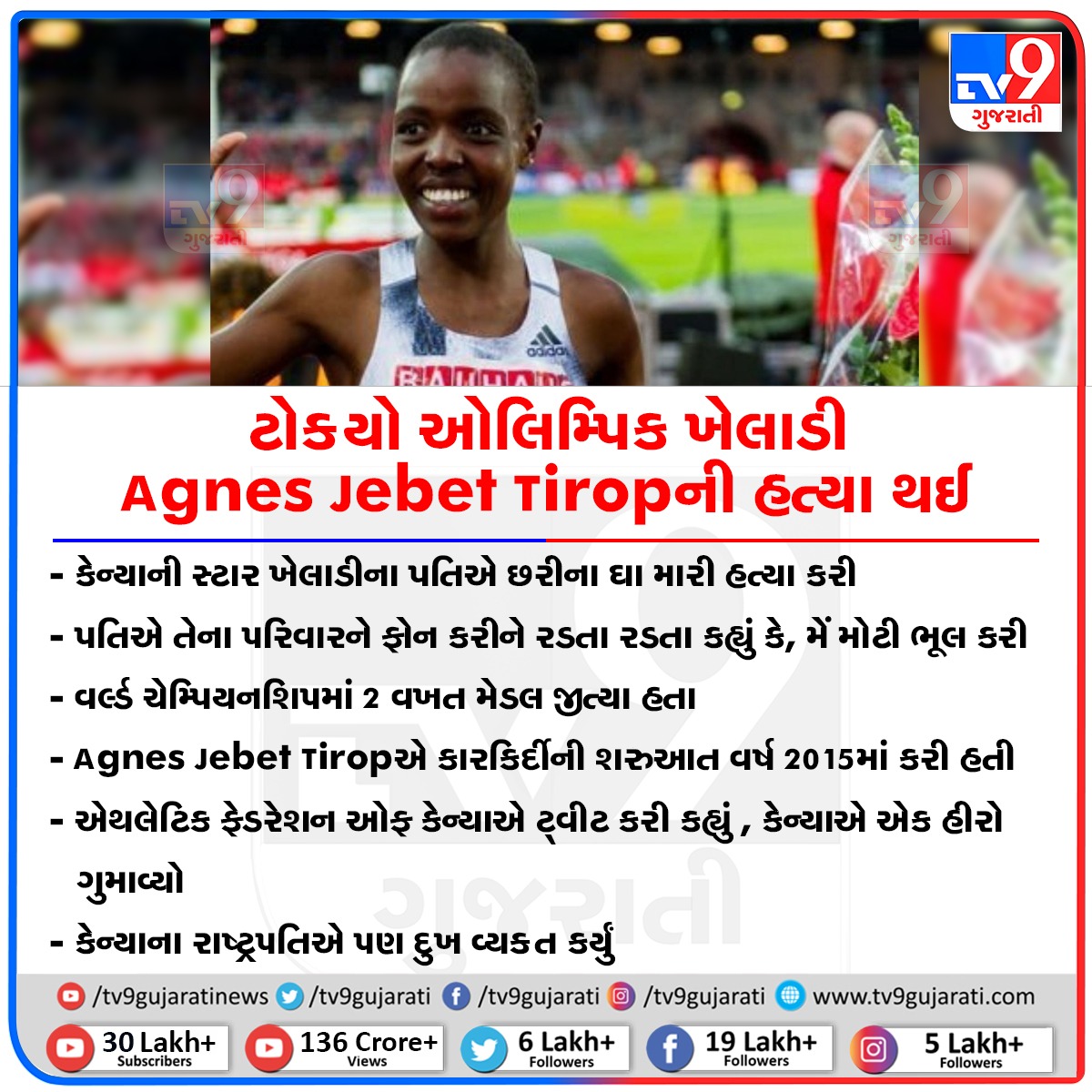 ટોક્યો ઓલિમ્પિક ખેલાડી Agnes Jebet Tiropની હત્યા થઈ 

#Tokyo2020 #TokyoOlympics #AgnesJebetTirop #Crime #AgnesTirop #TV9News