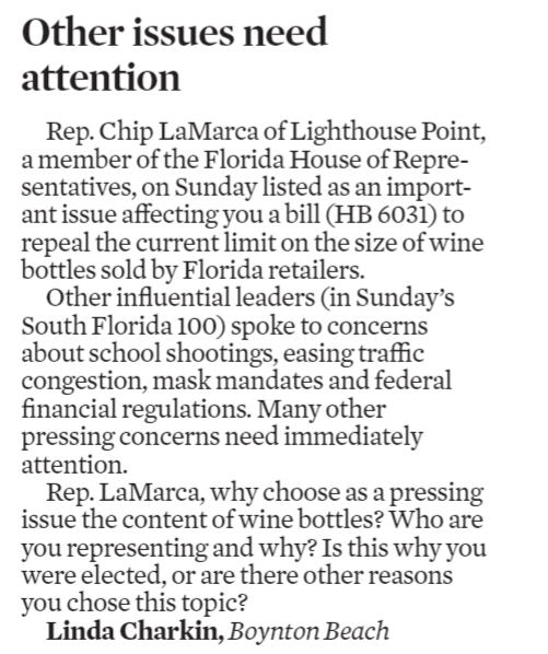 HilaryDougherty's tweet photo. Drag him. Love these letters to the Editor this morning. District 93 deserves better than this. #florida #district93 #FLHD93 #broward https://t.co/ikMhLwAaDx