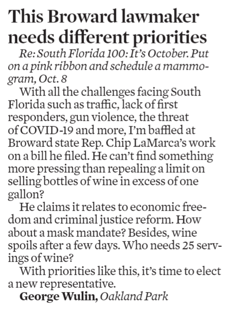 HilaryDougherty's tweet photo. Drag him. Love these letters to the Editor this morning. District 93 deserves better than this. #florida #district93 #FLHD93 #broward https://t.co/ikMhLwAaDx