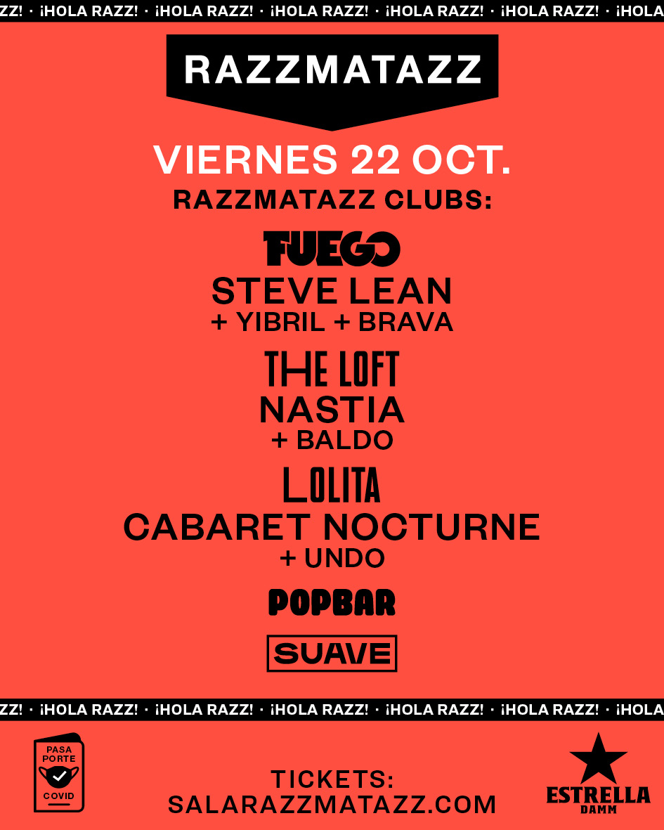 RazzmatazzClubs's tweet photo. NUEVAS CONFIRMACIONES!!! VAMOSSSSS 💥💥💥

Viernes 22 con @fuegorazzmatazz: @stevelean4real, Brava y @yibrilx; NASTIA y @baldogallego; @cabaretnocturne y @djundo, el regreso de SUAVE y más!🔥

Y viernes 29 con la gran @paulatemple + RNXRX en The Loft!🙌
https://t.co/wVvXXhHnqG https://t.co/5xA5fweafa