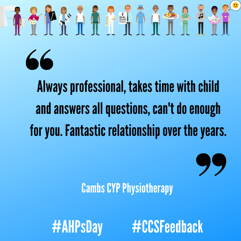 ccs_nhst's tweet photo. 🎉Such well-deserved praise for our fab @CambsPboroCYP Physiotherapists - well done! 👏💙👏 #AHPsDay #ThankfulThursday #ThursdayThoughts #CCSFeedback #GoTeamCCS #NHSHeroes #ThankYou #CCSAHPsDay https://t.co/PYoo5T5iJ7