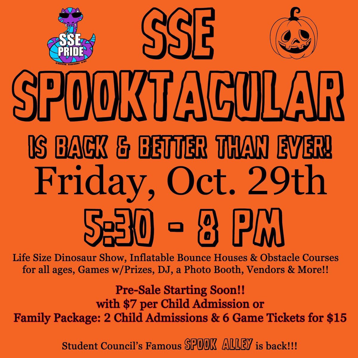 🎃 SSE’s Spooktacular is around the corner! We are busy getting everything prepared for a super fun night!