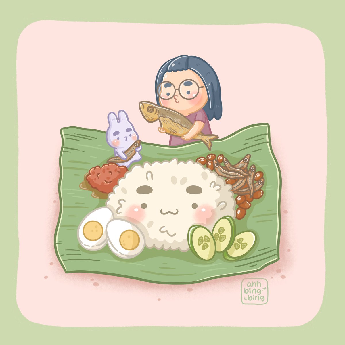 ahhbingbing_'s tweet photo. Do you like your Nasi Lemak with fried fish (ikan kuning) or fried chicken wing? Or something else?
#procreatedrawing #ipaddoodles #ipadart #sgart #sgillustration #kawaiidrawing #kawaiiart #foodillustration #fooddrawing #iloverice #letseat #nasilemak #sgfood #sgeats https://t.co/VVN2CpnQRu