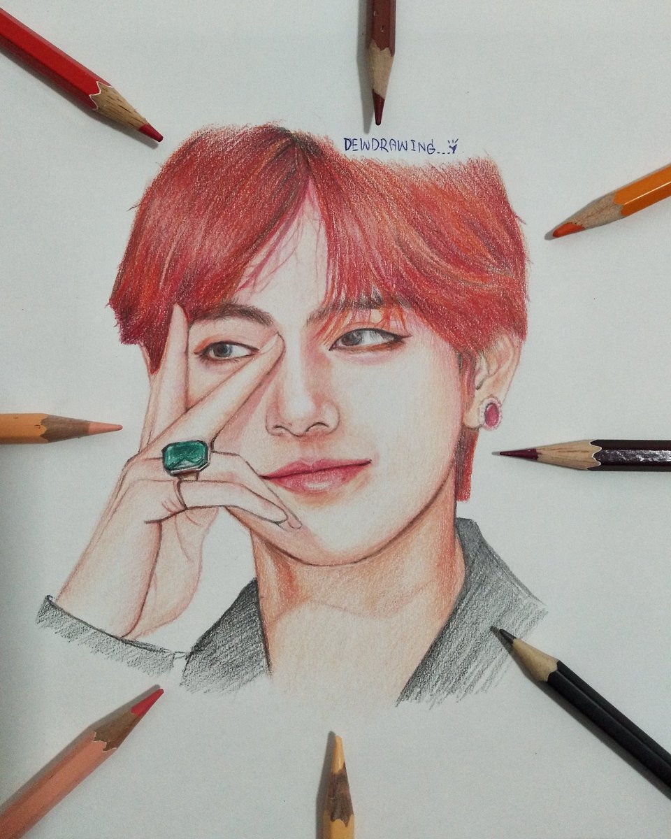 Dewpanja's tweet photo. why he is so cute 💗 #v #KIMTAEHYUN #kimtae #btsfanart #BTS #BTS_OFFICIAL #kimtaehyung김태형 #คิมแทฮยอง #BTSで妄想 #myart #สีไม้ #art #pencildrawing #drawing  #drawingoftheday #mygallery #วาดภาพ #ArtistOnTwitter https://t.co/mFvL0oBFEF