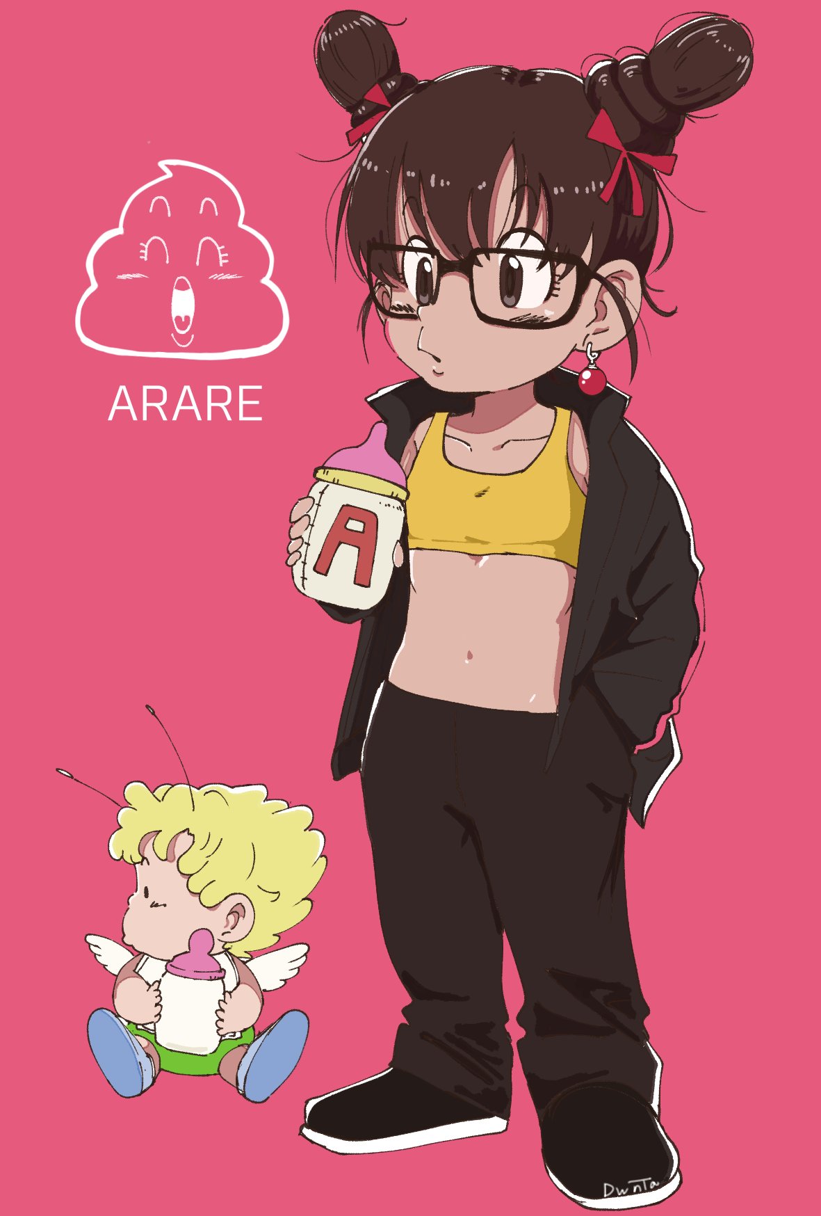 アラレちゃん大好き アニメイラスト練習中。86大好きアラレちゃんを描いてみました