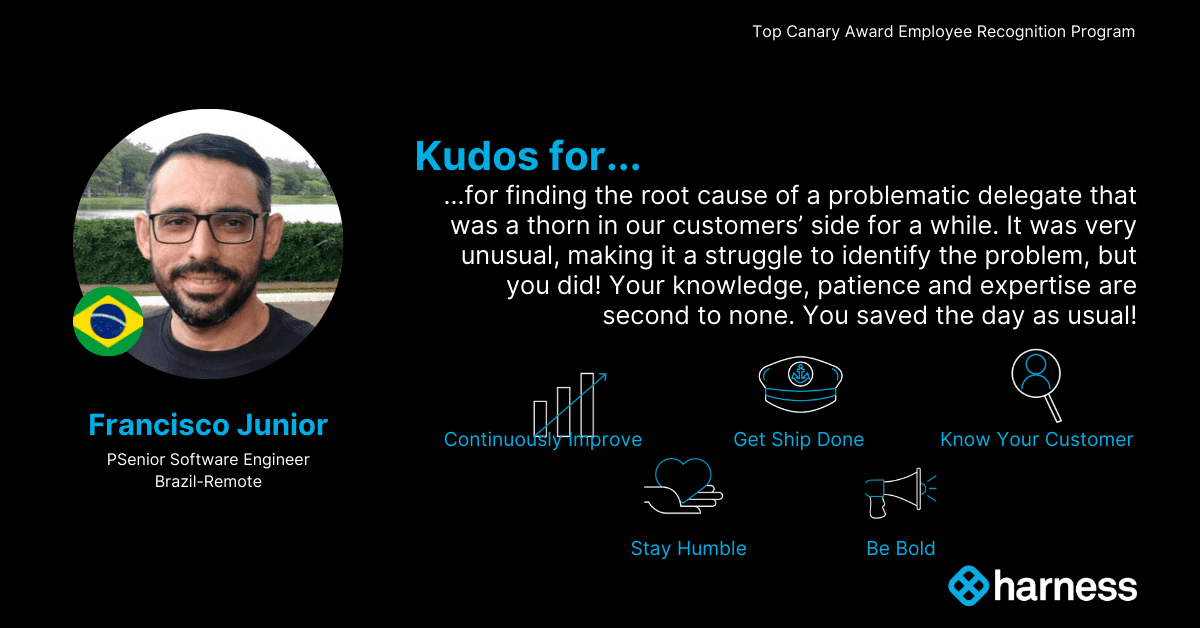 harnessio's tweet photo. Kudos to Francisco Junior for continuously embodying Harness’ core value: to continuously improve, getting ship done, knowing your customer. staying humble, and being bold. 👏

#ContinuouslyImprove #GetShipDone #KnowYourCustomer #StayHumble #BeBold #RememberTheHuman … https://t.co/h7GtshavcF