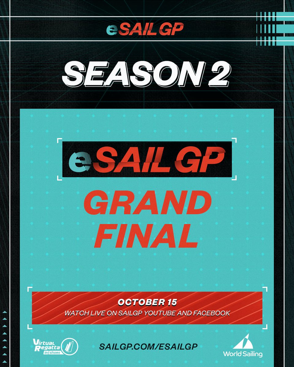 SailGP's tweet photo. 🚨 T O M O R R O W 🚨

The #eSailGP Grand Final is 🔛! Tune in to the #SailGP Facebook or YouTube channel at 9pm CEST to watch our next champion be crowned 🏆 https://t.co/8Eu3gp1OF9