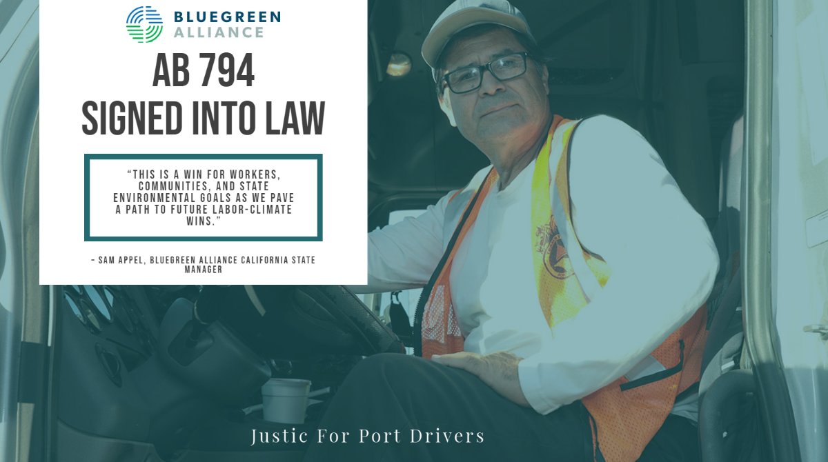 #AB794 is law! Thank you @AsmCarrillo for standing up for our truckers and their families! #AB794 has the potential to be transformative for working class communities throughout California!

This week, we celebrate! 👏🏽 @CBECal @EHCSanDiego @SCOPE_LA @BGAlliance