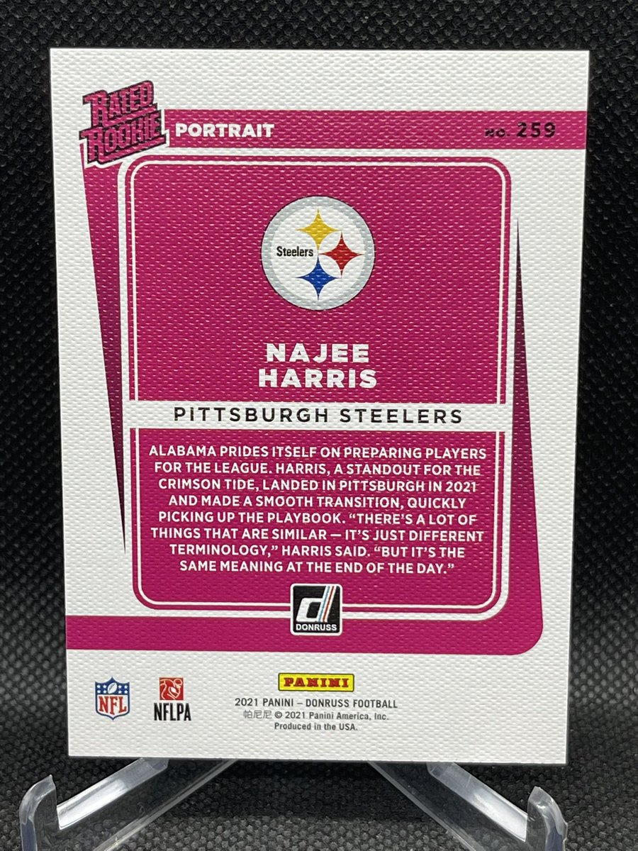 FINSCAPSCANES's tweet photo. Najee Harris 
2021 Donruss Canvas Rated Rookie Studio Series /100
$15 Shipped
@HobbyConnector https://t.co/FmnzE9x1rT