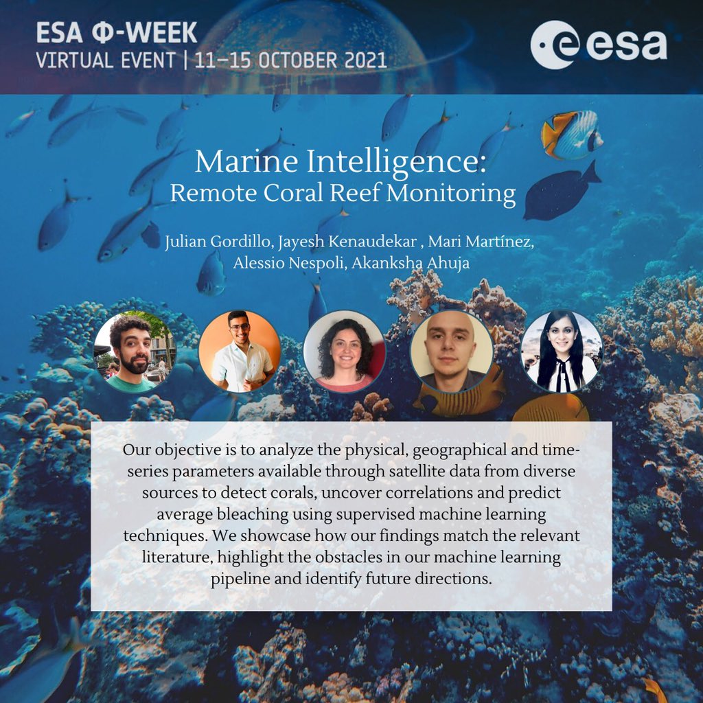 Akanksha_Ahuja9's tweet image. Prediction of coral bleaching using satellite data 🛰 from @CopernicusData @esa and @BCODMO @googleearth 🙌🏻 ✨