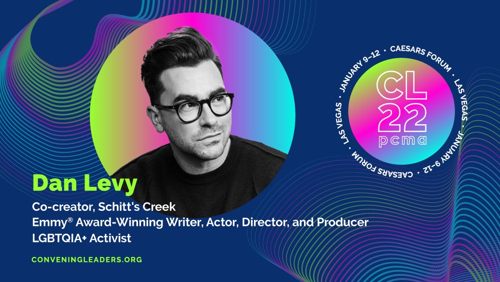pcmahq's tweet photo. Emmy®Award-winning actor and producer Dan Levy, aka "David Rose" of Schitt's Creek, is participating in a moderated Q&amp;A during the opening session at #PCMACL. He will show you how to use creativity as an outlet to overcome obstacles and pursue your dreams. https://t.co/9lGVkPRnfq https://t.co/i955FCyqtm