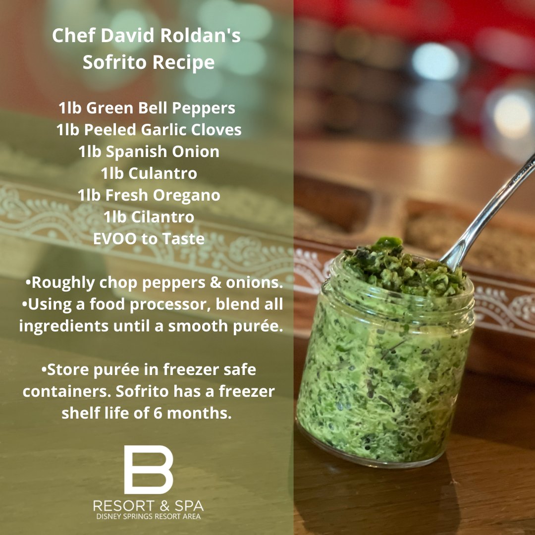 BResortOrlando's tweet photo. In honor of Hispanic Heritage Month, we are happy to share with you Chef David Roldan's Sofrito Recipe and why it's so special to him ๐
#hispanicheritage #cooking #whatscooking #recipe #cheffytip #cheftip #cookingtips #cook #sofrito #disneyworld #latincooking #latinflavors https://t.co/wDPW7JIdSg