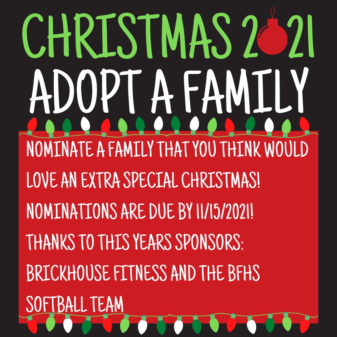 Christmas is right around the corner. Please let us know if you know of a local family (Bondurant, IA) that could use a little extra cheer this year. Nominations are due by 11/15/2021. Email us
beth@thebrickhousefitness.com