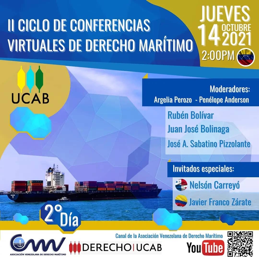 JovenesAVDM's tweet photo. ¡Hoy continuamos con el II Ciclo de Conferencias Virtuales de Derecho Marítimo!

Puedes registrarte por Zoom acá: https://t.co/SIv9wevCS1

También puedes verlo por YouTube, si lo prefieres, acá: https://t.co/4agauGm5MN https://t.co/sN2i39l3SK