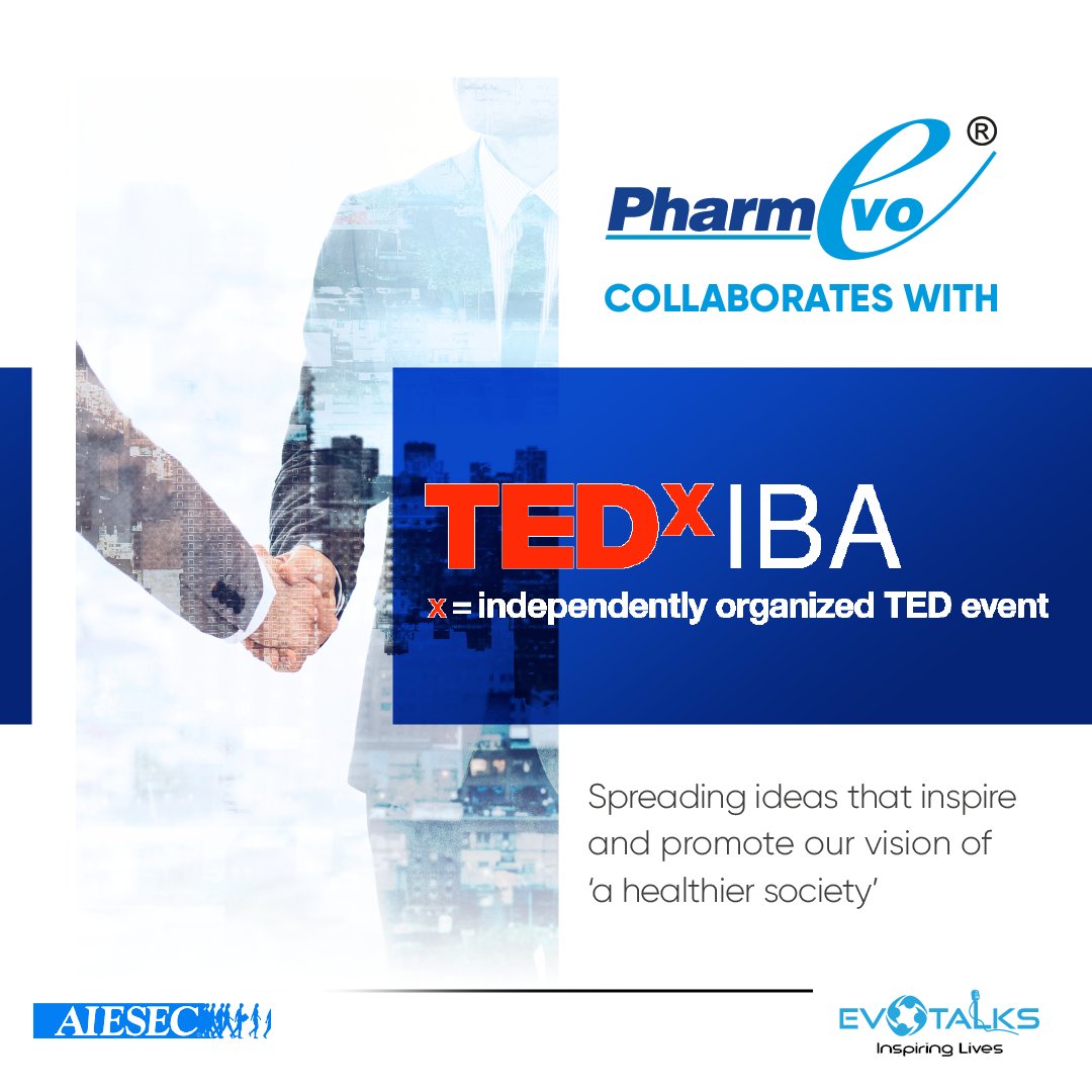 PharmEvo collaborates with TEDxIBA to spread Ideas that inspire and promote our vision of "𝐚 𝐡𝐞𝐚𝐥𝐭𝐡𝐢𝐞𝐫 𝐬𝐨𝐜𝐢𝐞𝐭𝐲."