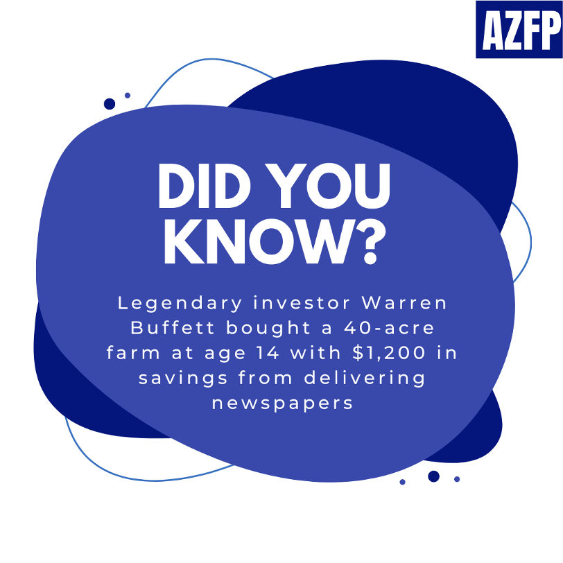 💡Did you know? Legendary investor Warren Buffett bought a 40-acre farm at age 14 with $1,200 in savings from delivering newspapers. 

#funfact #didyouknow #didyouknowfacts #finance #money #financialplanning #wealth #wealthmanagement #moneysmart #financialplanning #wealthplanning