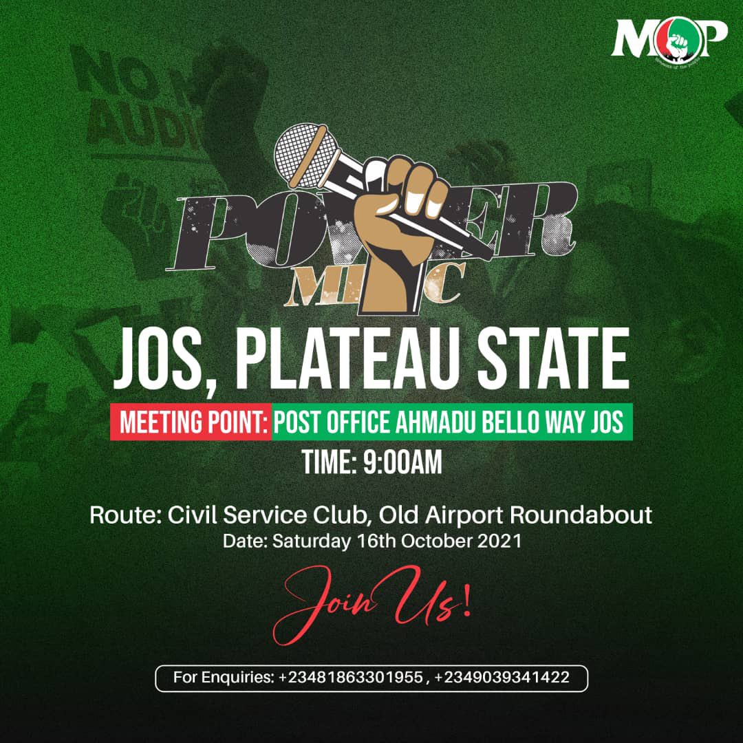 MOVEMENTOFTHEP1's tweet photo. Jos Plateau is ready for Power Mic🎤
Meeting point: Post office,Ahmadu Bello way, Jos
#Powermic
#MOP
LIBERATION GENERATION https://t.co/OlzJBI46yv