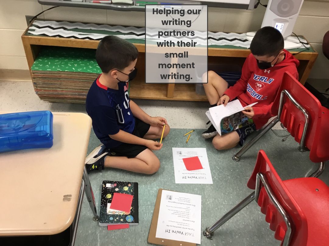 MrsKingGrade3's tweet photo. Writers met with partners to give complements and positive feedback about their small moment stories that they have been working on. It was great to hear students give specific complements and areas where their partner could grow their writing. #WillardPride @Willard_School https://t.co/PWplUDoJuk