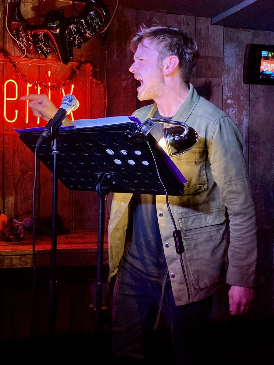 liarsleague's tweet photo. A selection of shots from @OYellop reading @Stephenjkehoe’s story of #DungeonsAndDragons in Hell, TIME GENTLEMEN PLEASE, for #MagicAndMayhem at @ThePhoenix_W1 on Tuesday! #Halloween #HalloweenStory #Skeletor #Dracula #Voldemort #Frankenstein #BuffyTheVampireSlayer https://t.co/ovkjYz1UHf