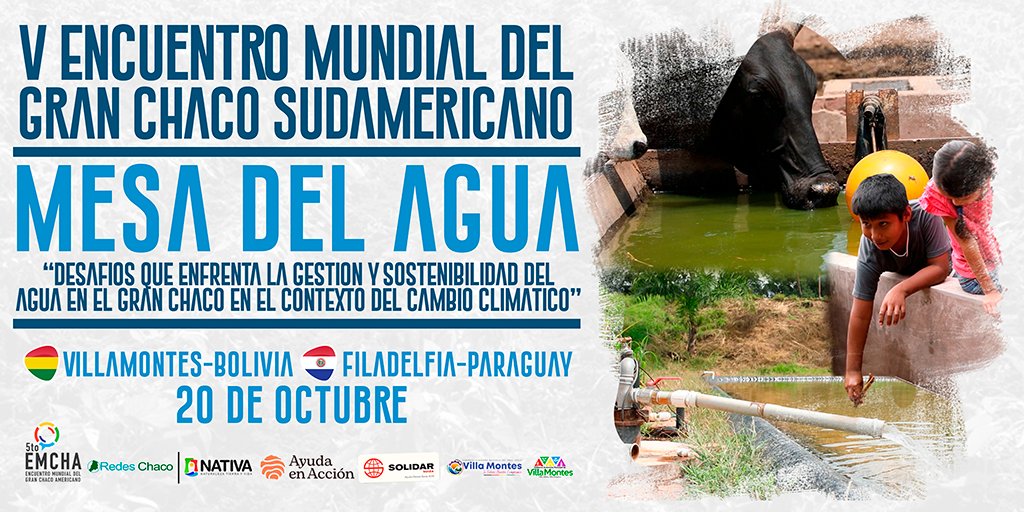 Les invitamos a participar de la Mesa del Agua del Gran Chaco Americano, el día 20 de octubre de 2021, a partir de horas 08:00 am, en el Teatro Municipal San Francisco Solano - Villa Montes, Tarija. 
Realiza tu inscripción en el siguiente link: forms.gle/46hLrnTZvsYzka…