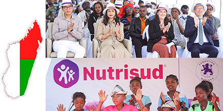 Nutriset_Fr's tweet photo. Nous sommes heureux d'apporter notre savoir-faire & de nourrir les #enfants des écoles du sud touché par la #malnutrition. Tout cela est possible grâce au soutien actif de @MialyRajoelina, 1ère Dame de #Madagascar & du partenariat public/privé #AssociationFitia & @MerieuxFdn https://t.co/Bp48ToqUVc