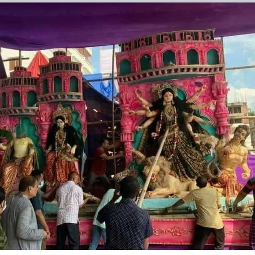 BanikDevraj's tweet photo. #SaveHindus
Muslims have demolished 9 Durga mandapas and idols in Comilla, #Bangladesh. Hundreds of radical Muslims attacked this morning. The attack is still going on.......... https://t.co/3WZaaBrXK1