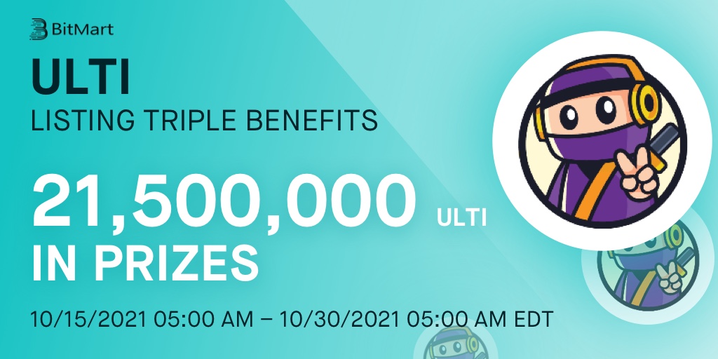 BitMartExchange's tweet photo. 🔔 Ulti Arena (ULTI) @UltiArena will list on BitMart at 05:00 AM on October 15! 

🎉 To celebrate the listing of ULTI, we are giving away 21,500,000 ULTI in our ULTI Social Media Airdrops, Buy &amp; Earn, and Trading Competition Events!

👉 Details: https://t.co/Cy4tIC6g3k https://t.co/JbQ1piudJB
