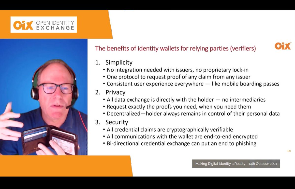 Steve_Lockstep's tweet photo. MyPOV: It's ironic that some of the plastic cards in @drummondreed's leather wallet are chip cards -- the original #verifiablecredentials! 
#OIXIdentityTrust #transactionsigning #PKI https://t.co/gWmO0AzYBl