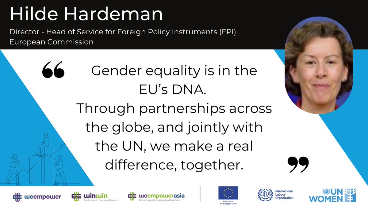 Thank you @HardemanHildeML from @EU_FPI for being such a committed and long-time partner of @UN_Women and the #WEPs. As you said, 'the work is not finished and we must take it further, together'. Many resources available: unwo.men/jXJ150Grqru #WeEmpower #WeEmpowerAsia #WinWin