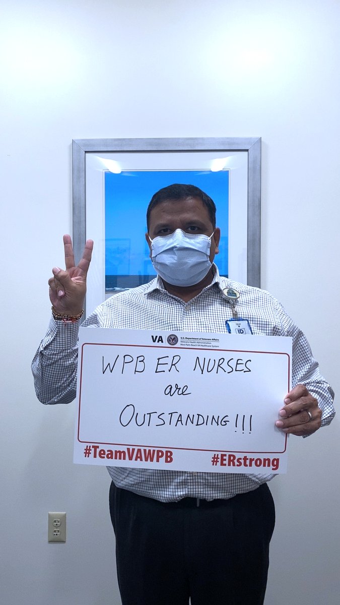 WPBVAHCS's tweet photo. In these challenging times of COVID-19, Emergency Room nurses are vitally important, serving our #Veterans in the most trying times
Please join #VAWestPalmBeach in recognizing the incredible work our Emergency Room nurses and staff do each day
#ERstrong #TeamVAWPB #ERNursesWeek https://t.co/a362eMTQdb