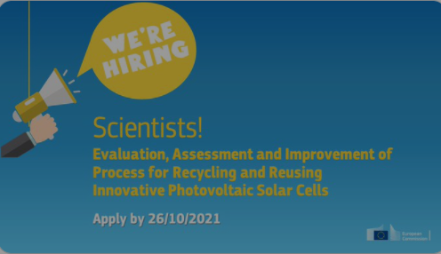 BirgitSokull's tweet photo. The #JRC @EU_ScienceHub is offering two positions for Contract Agents in #Ispra, #Italy, within the Research Project “Evaluation, Assessment and Improvement of Process for Recycling and Reusing Innovative Photovoltaic Solar Cells”. Check out details here: https://t.co/mAVvm3AAAn https://t.co/VH3wl5pQFX
