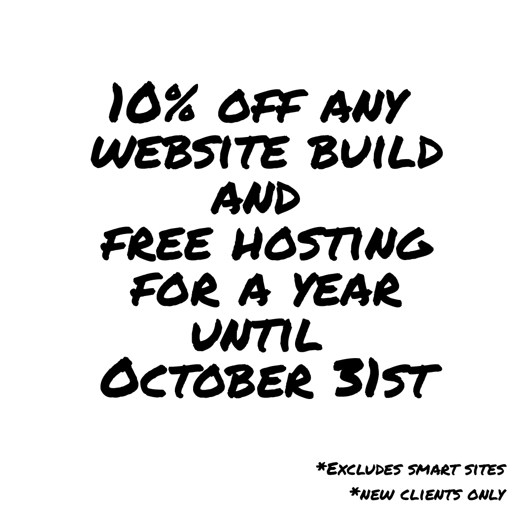 SmartMarkIT's tweet image. For the rest of October, get 10% off any website build and free web hosting for a year. 
Share this post and if we end up building a website because of your share, we'll send you a handwritten note along with a $25 gift card for your favourite coffee shop.
Some conditions apply