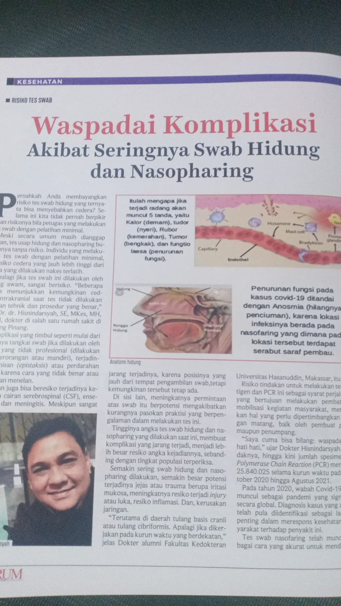 Kalau tidak perlu memang jangan terlalu rajin swab hidung apalagi jika cuma buat iseng. Swab PCR jika perlu gaes!!!!
Ini saya dapatkan dari teman sejawat dokter juga.