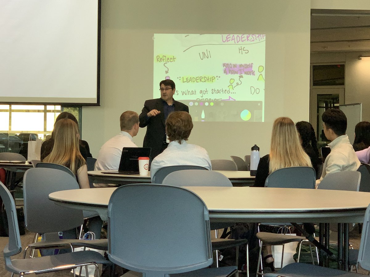stacrh's tweet photo. Celebrating NCYL high school leaders @WaukeeAPEX this morning. Welcome from @DrBradBuck, keynote from @IanCoon, live sketch noting with @degroote44, WCSD district leaders have planned a purposeful day of learning experiences for these student leaders!🎉💜💛💙🤍 https://t.co/5GAAswu5rd