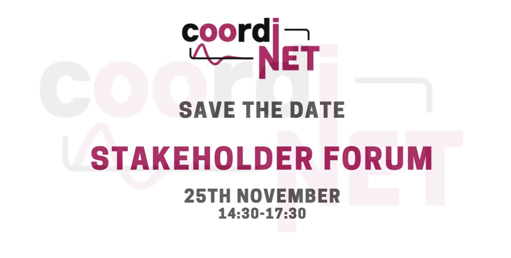 📢Save the Date!

Coordinet’s Stakeholder Forum 2021 will be happening on the⏰25th of November from 14:30-17:30h!

Stay tuned for more information 🔜
#CoordinetSHF2021