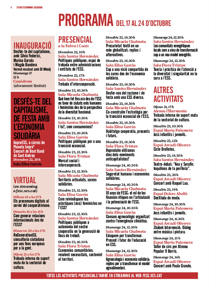 Ja és aquí la #FESC2021 🎉

Dilluns 18 d'octubre a les 17h us convidem a l'activitat online "Els procomuns digitals al servei del cooperativisme" organitzat des de la comissió XES Procomuns