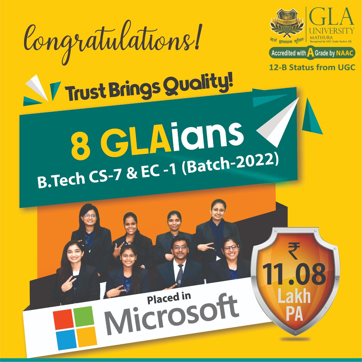 Great placement for 2022 batch & still counting by @GLA_Mathura Proud to be part of GLAU #GLAUniversity #GLAU #UttarPradeshNews #Mathura #UniversityPlacements #PlacementsSeason2022