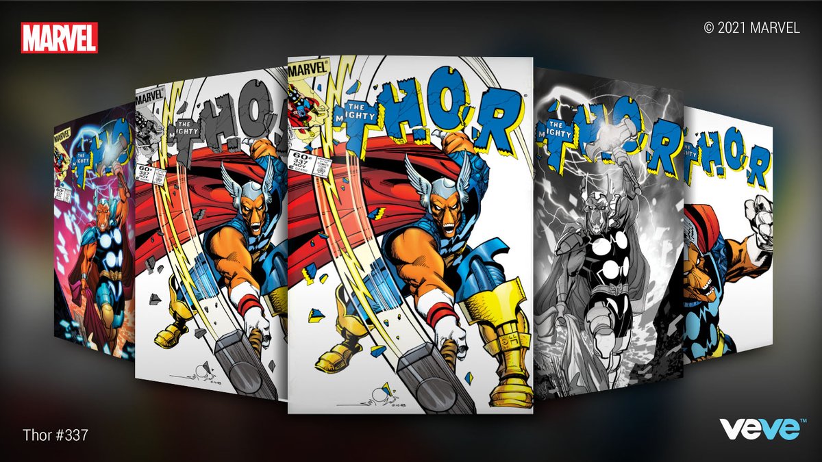 Marvel's tweet photo. ⚡ The first appearance of Beta Ray Bill storms into the @veve_official app in 15 minutes! Get ready for the 'Thor' #337 drop: https://t.co/CLRTUFE5NX https://t.co/iFPFc53tR5
