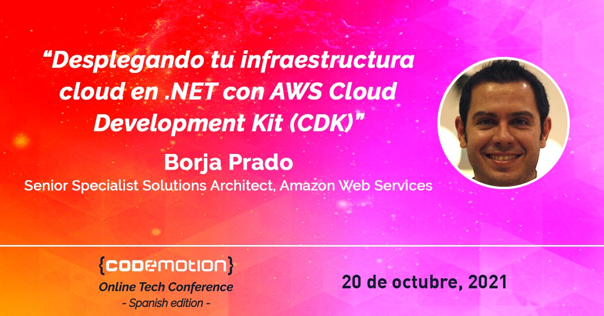 En la #CodemotionConf21, Borja Prado, Senior Specialist Solutions Architect en AWS, hablará del Development Kit de AWS y sus elementos principales. 
Regístrate aquí 👉🏼 events.codemotion.com/conferences/on…
🗓 19 - 21 octubre 
💻 online
