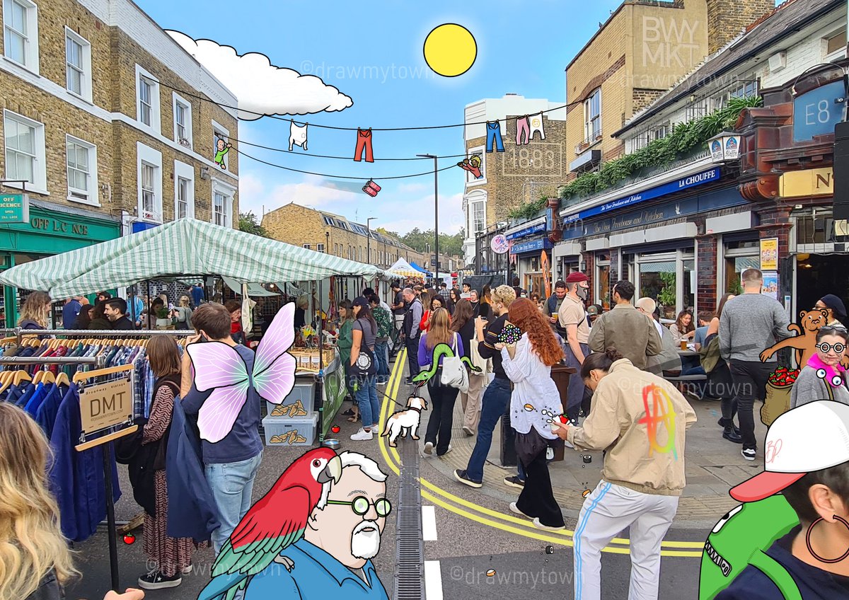 Brand new artwork! It's @Broadway_Mkt! #BroadwayMarket is a street in the London Borough of Hackney, best known for the street market nextdoor to #LondonFields park. This is where I'm located every Saturday, and it was only right that this area was next on my list...