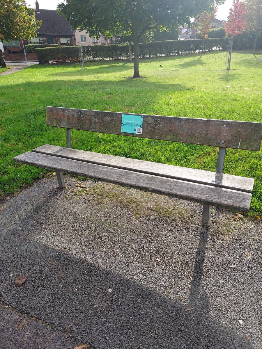 Our colleague Lisa, spotted our 'Happy to Chat' bench at Sutton Park, whilst having a walk with her granddaughter.
There are lots of 'Happy to Chat' benches around St Helens, so if you spot one take a pic and tag us in! 
Find all our bench locations here: sthelenswellbeing.org.uk/services/menta…