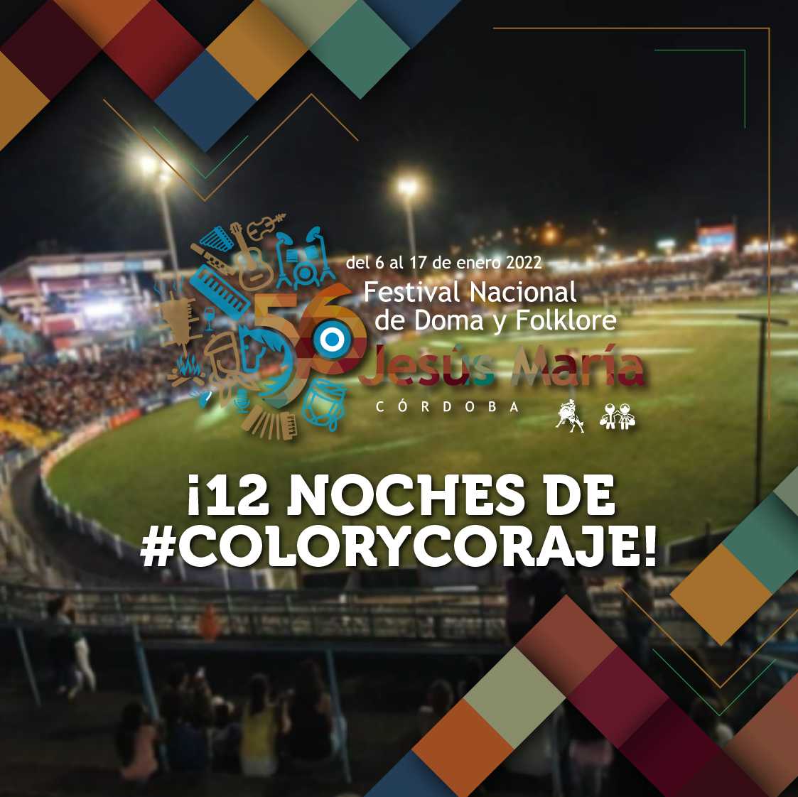 ¡Volvemos con una #NocheMás!➡ Desde Jesús María, 56º Festival Nacional e Internacional Nocturno de la Doma y el Folklore 🇦🇷 Doce Noches de argentinidad del 6 al 17 de enero 2022 🐎 

➡ festival.org.ar

#ColoryCoraje #Edición56 #FestivalJM2022 #JesúsMaría #EsperandoEnero