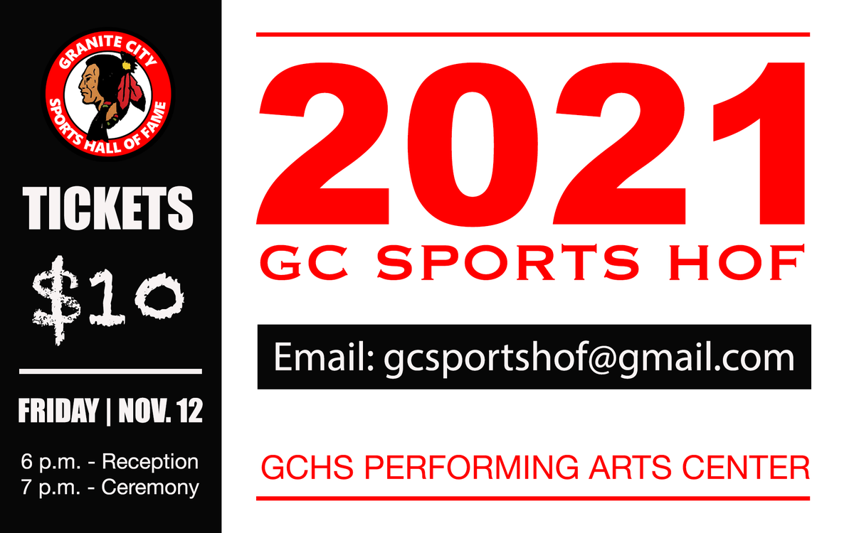 Tickets for the Class of 2021 Induction Ceremony set for Friday, Nov. 12 remain on sale for $10. Email gcsportshof@gmail.com for more information.