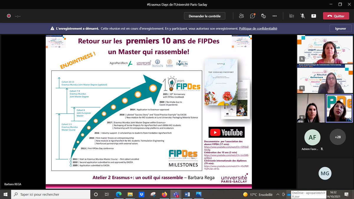 Barbara Rega, Enseignante-chercheuse <a href="/AgroParisTech/">AgroParisTech</a>  présente le master conjoint #FIPDes lors des #ErasmusDays2021 de l'<a href="/UnivParisSaclay/">Université Paris-Saclay</a>. Une belle opportunité de valoriser les 10 ans de ce programme #ErasmusMundus et de partager cette expérience!😀