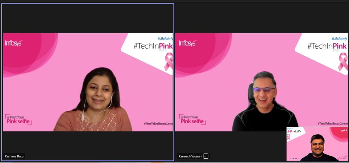 AmitMKTG's tweet photo. Pink in sync to show our support for the fight against breast cancer. #TimeToEndBreastCancer #TechInPink2021 #LifeAtInfy @KarmeshVaswani  @LifeWorkPassion https://t.co/NbRWdesLWY