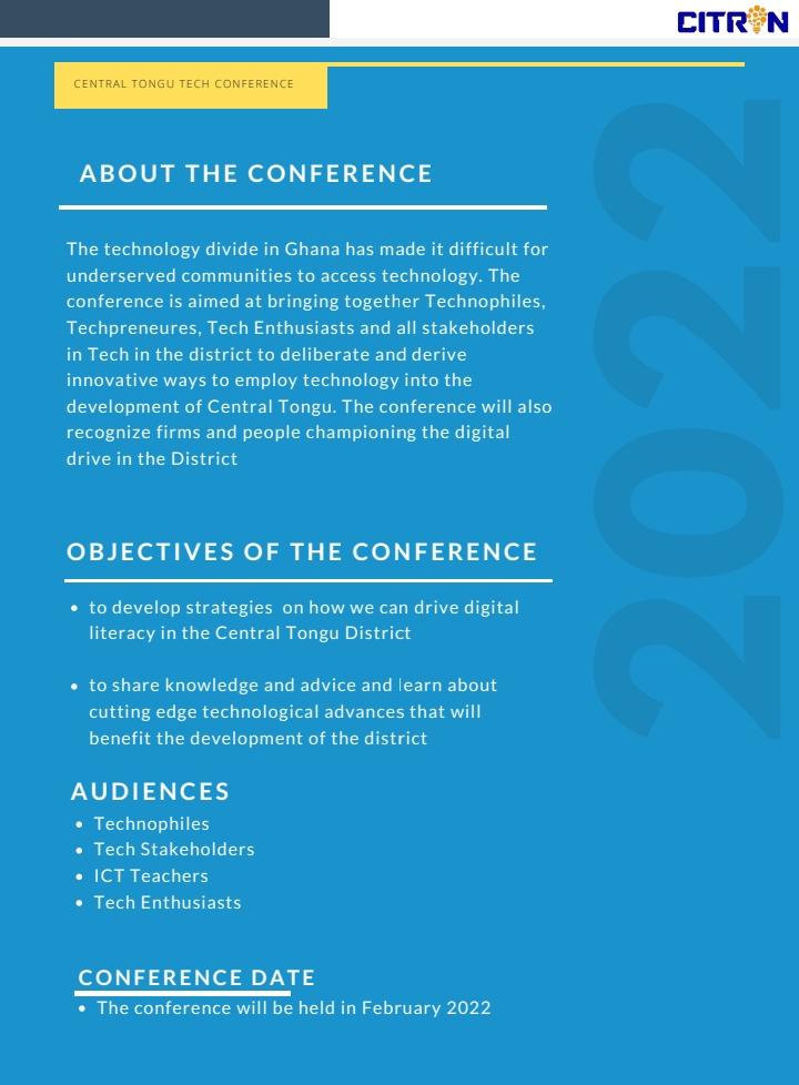 citrongh's tweet photo. The  Forth Coming Central Tongu Technology Conference  #CTTechConference is promising. We can reshape the World with Technology #DigitalInclusion @GIFECGhana https://t.co/Us0WU7qEAg