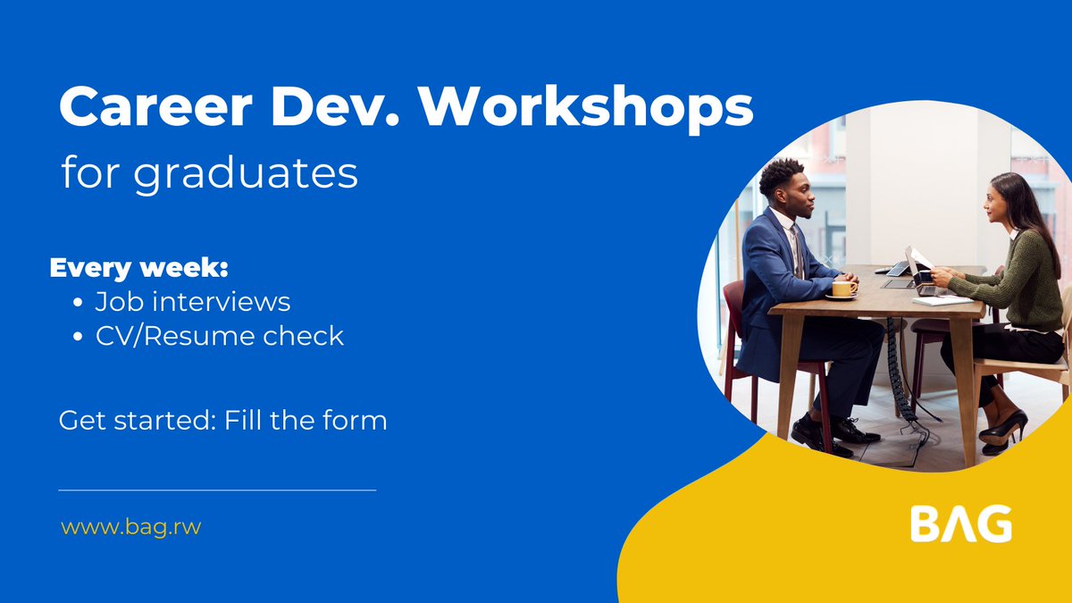 University graduates in #Rwanda are welcome to engage with the BAG.rw platform to develop their career skills.

Book your session here: Booking link: bit.ly/BAG1on1

<a href="/unilak_rwanda/">UNILAK_Rwanda</a> 
<a href="/UnivOfKigali/">University of Kigali</a>