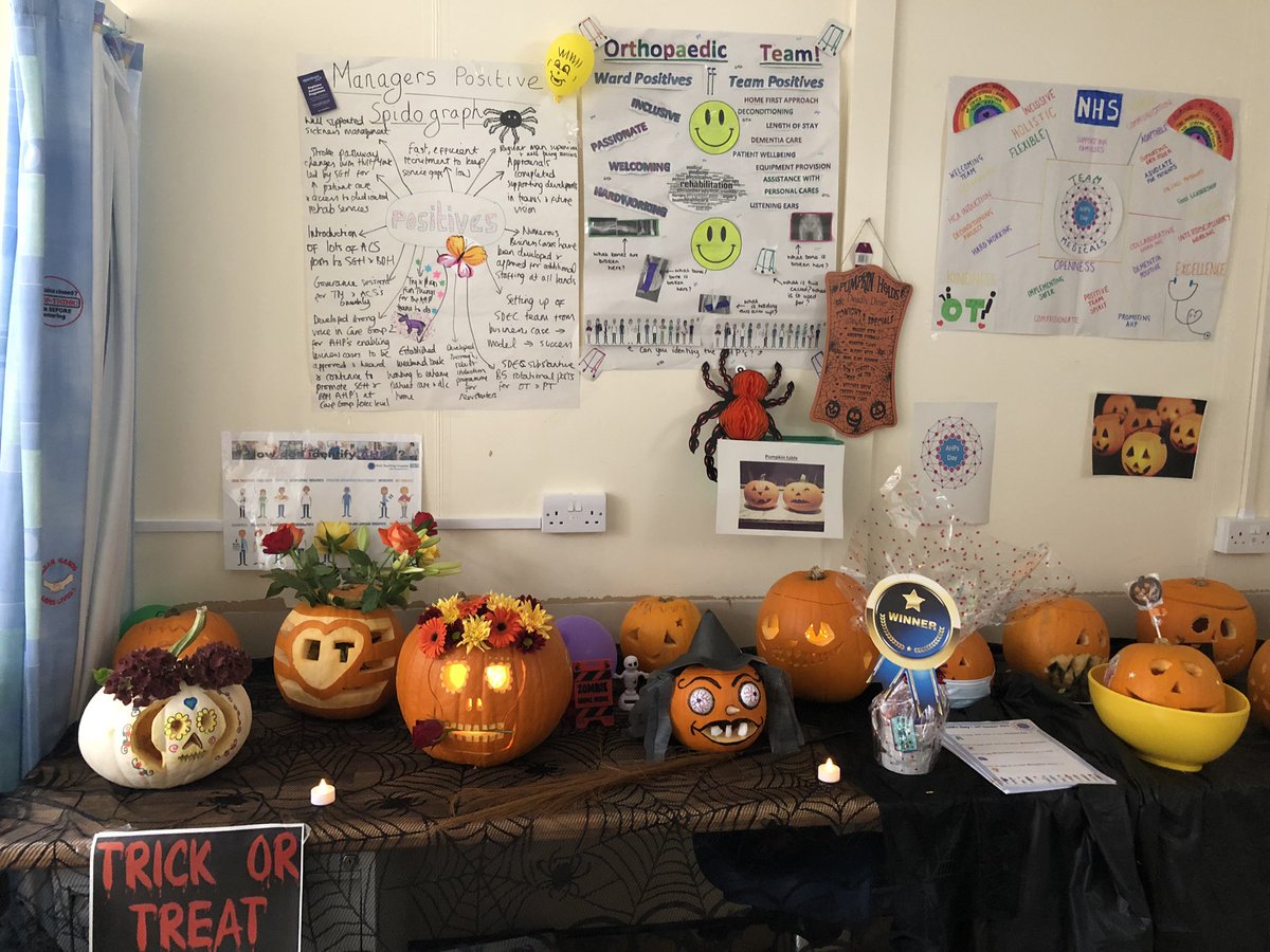 Vicky Watson (@vicky_watson1) on Twitter photo Definitely a treat on the East coast today with Scarborough Therapy Teams celebrating AHP day……..Excellent pumpkin carving, cake baking, and team posters skills!
#AHPsDay #AHPsday2021 @YthftA <a href="/YSTeachingNHS/">York and Scarborough Teaching Hospitals NHS FT</a> #WeAHPs #ProudtobeAHP Definitely a treat on the East coast today with Scarborough Therapy Teams celebrating AHP day……..Excellent pumpkin carving, cake baking, and team posters skills!
#AHPsDay #AHPsday2021 @YthftA <a href="/YSTeachingNHS/">York and Scarborough Teaching Hospitals NHS FT</a> #WeAHPs #ProudtobeAHP